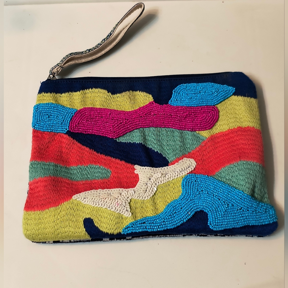 America & Beyond Daphne Beaded Wristlet Clutch – Multicolor | Boho Statement Bag